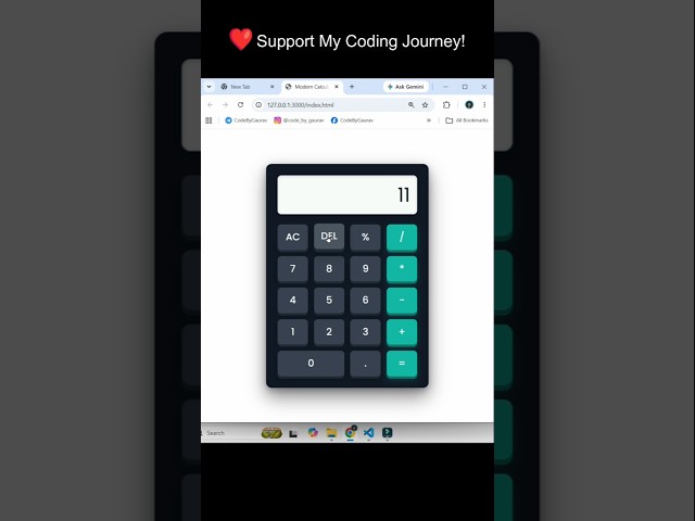 Modern Calculator using HTML, CSS & JavaScript | #shorts #html #css #javascript