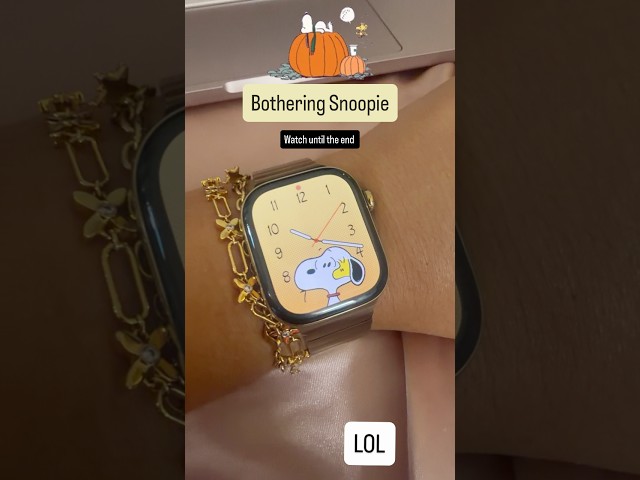 FUNNY poking Snoopy + he reacted! 💛watch until the end! #snoopy #iphoneduo #applewatchseries12