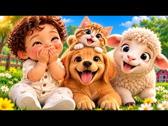 Learn Animal Names & Sounds for Kids 🐷🦁🐸 | Cute Baby Meets Animals | Toddler Learning