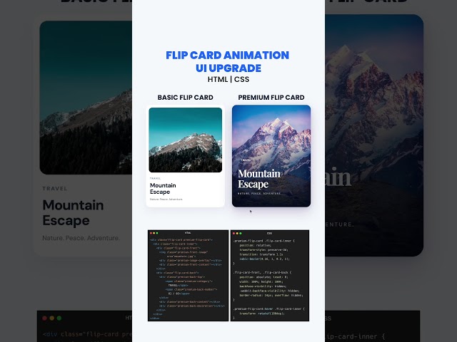 Flip Card Animation UI Upgrade | Basic vs Premium | HTML CSS #html #css #animation #shorts #foryou