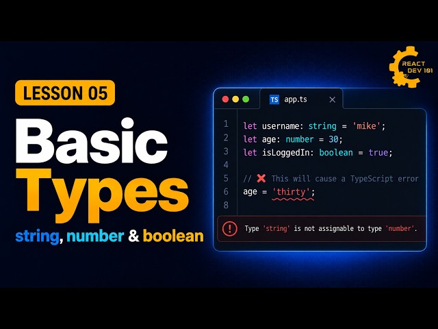 TypeScript Basic Types: string, number & boolean | TypeScript Course #5