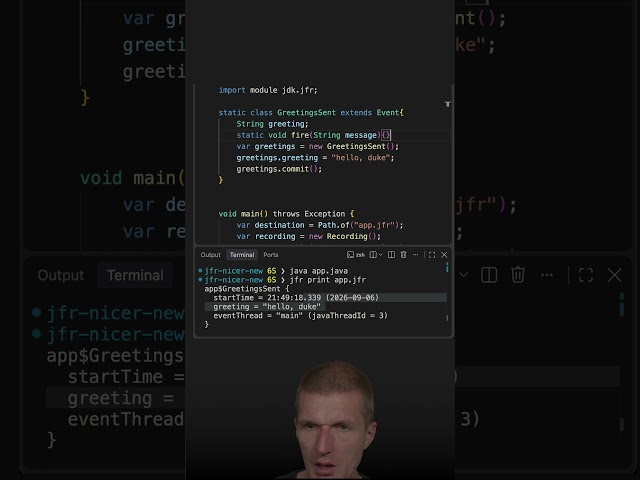 Nicer JFR Event Creation #java #shorts #coding #airhacks