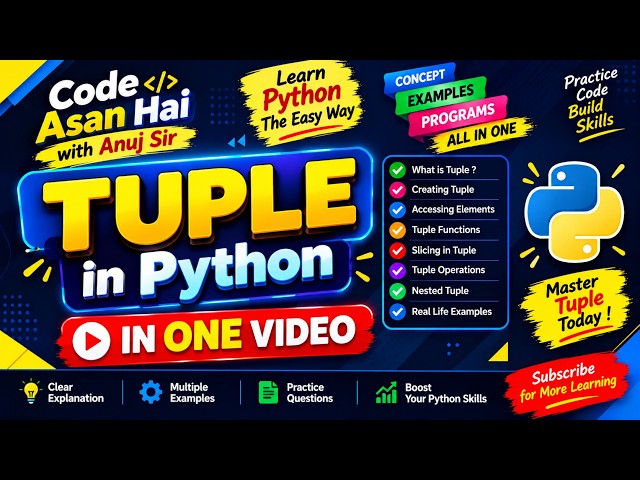 PYTHON TUTORIAL | #tupleinpython | #tuple | #howtocreatetuple | #python | #pythonprogramming