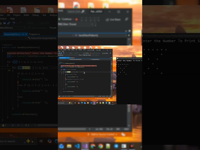 How to Create SandGlass Pattern Using #c || #csharp ||#c++ || #java ||#python ||#program ||#shorts