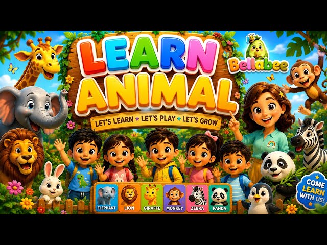 Animals at Zoo 🦁 | Zoo Adventure for Kids | Animal Sounds | Preschool Learning | Bellabee