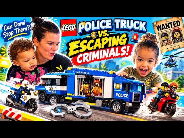 Can Domi Stop the ESCAPING Criminals! 🚨 LEGO Police Truck Battle 🚓
