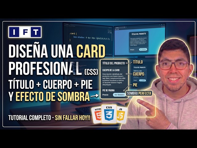 CSS Tutorial: Design a professional Card with a header, body, footer, and SHADOW effect without f...