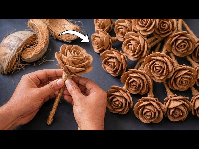 Coconut Coir Waste Turned Into Beautiful Roses | Amazing DIY Craft