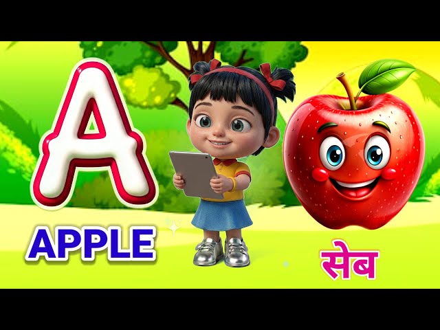 🍎 ABCD , 🌈 ABC & 123 ,Hindi Alphabet 🍎 A for Apple | B for Ball ⚽ | ABC song ,1 to 100 , 🌈🧸✨