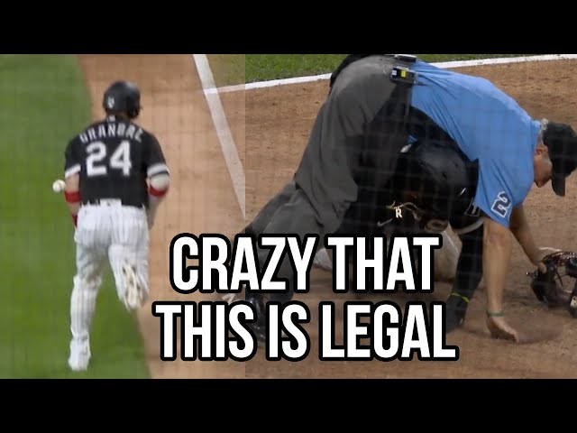 Grandal runs into the throw on purpose, a breakdown