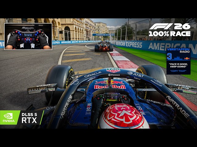 Max Verstappen's Red Bull RB22 - 2026 Azerbaijan GP Baku 100% Race | F1 26 Steering Wheel Gameplay
