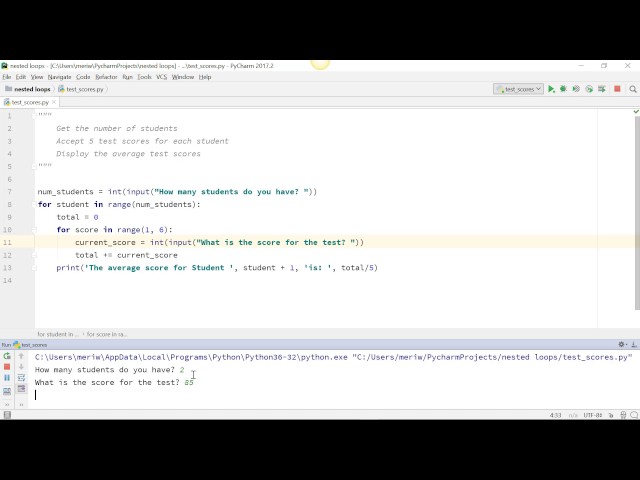 Nested loops in python
