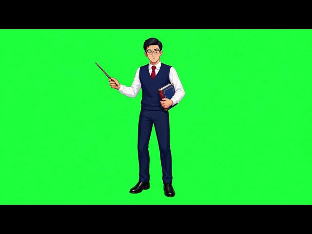 Anime Teacher Green Screen Pointer Seamless Loop 4K No Copyright