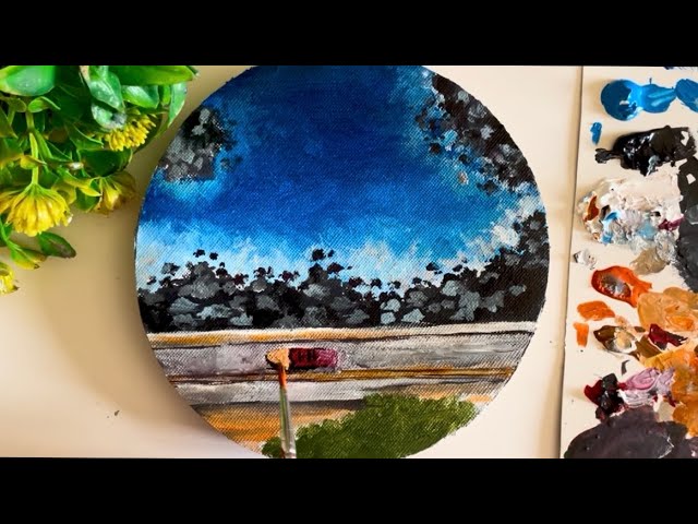 Coastal Road & Red Car 🌊🚗|Easy Acrylic Landscape Painting Tutorial for Beginners@Imaginativeartwork 