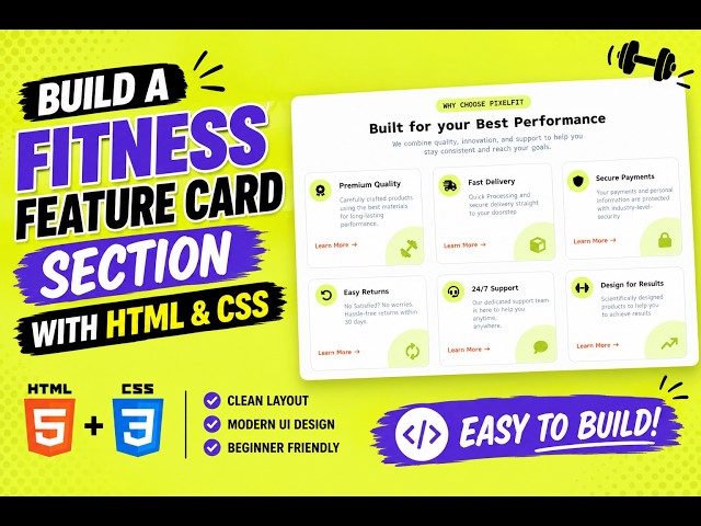 Build a Fitness Feature Card Section with HTML & CSS