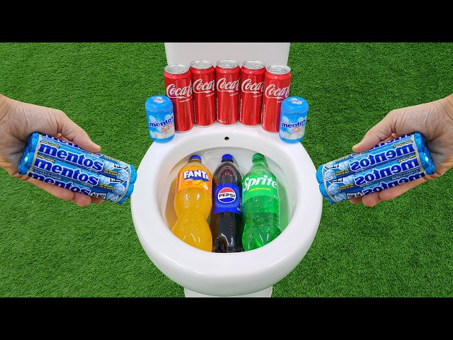 Cola Experiment !!! Big Fanta, Sprite, Pepsi VS  Cola, Cola, Coca Cola and Mentos in the toilet