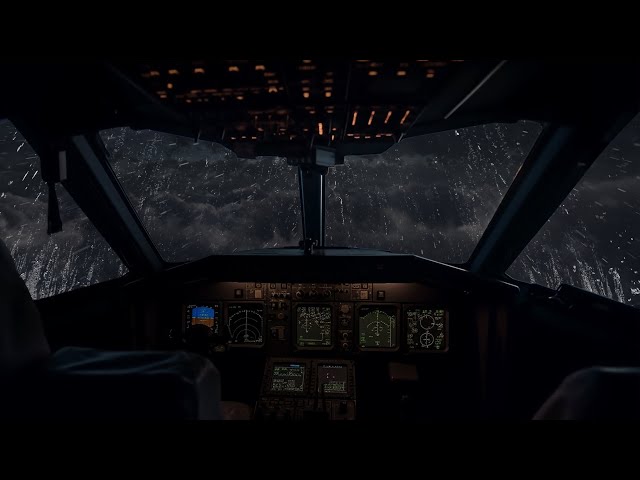 Rainy night in the cockpit atmosphere - fly in the rain to find your own silence