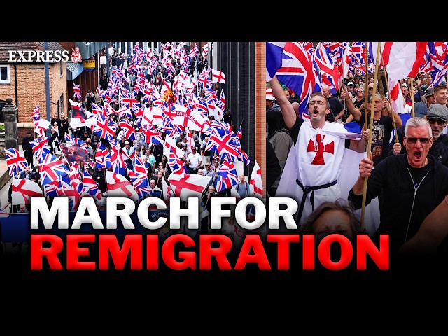 Anti-migrant 'UPRISING' continues with HUGE 'remigration' march in Tamworth