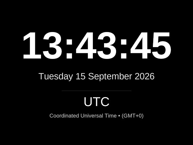 🕒 LIVE: UTC Clock | Coordinated Universal Time | 24/7 Global Standard Time Reference