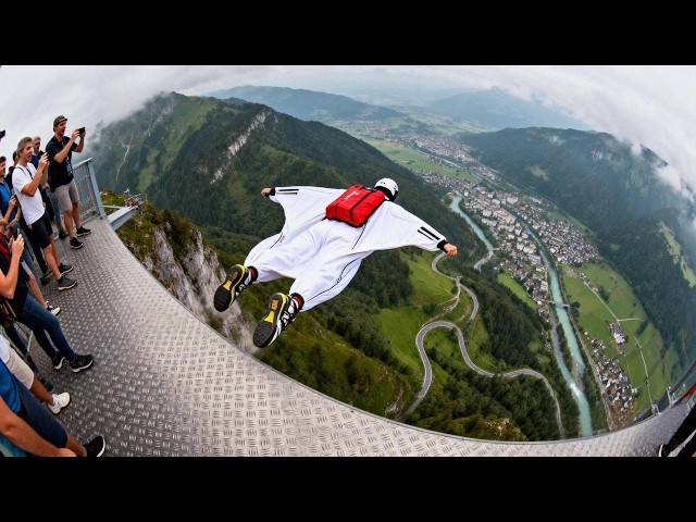 Wing suit flight daily training Wing suit crossing clouds and mist # Wing suit flight Zhang Shupeng