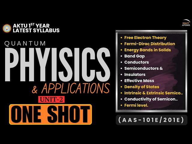 Quantum Physics and Applications | New Syllabus | One Shot | Unit-2 | AAS101E/201E | 1st Year | AKTU