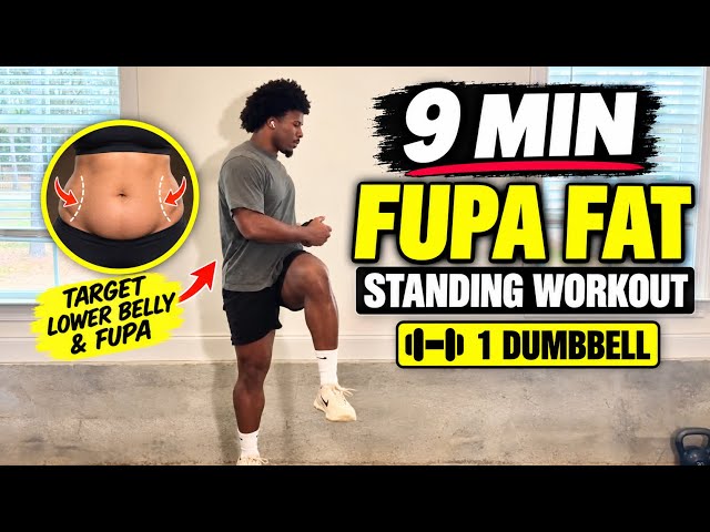 9-Min Standing FUPA Fat Workout | Beginner Dumbbell Fat Burner