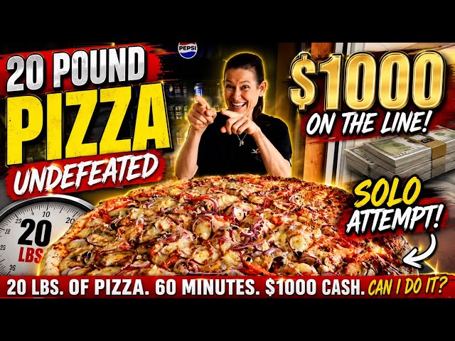 UNDEFEATED MASSIVE PIZZA CHALLENGE!! CAN I WIN $1000?!?! IM SCARED! MOLLY SCHUYLER EATS ~ mom v food