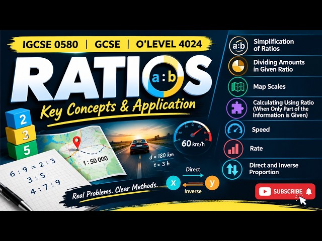 Ratios & Proportion | IGCSE 0580 & O Level 4024 | GCSE Maths | Speed, Rate & Scales