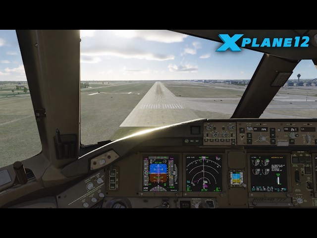 XPlane-12 | B777-300 | Munchen | Cockpit landing and approach | Cockpit atmosphere