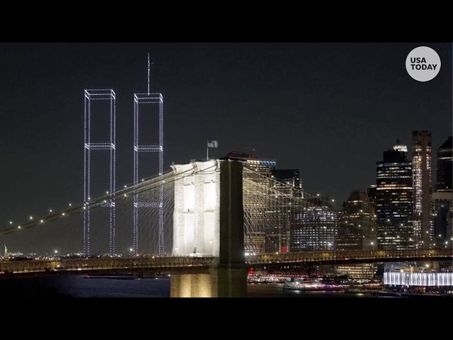 9/11 drone show recreates Twin Towers in NYC with 2,977 lights in 'sacred' remembrance