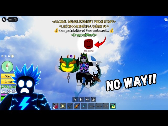 ADMIN BLESSED MY LUCK BEFORE UPDATE 30 in Blox Fruits | Roblox