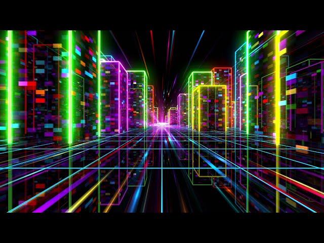 4K Screensaver | Colorful Neon City – Psychedelic VJ Loop (No Sound)
