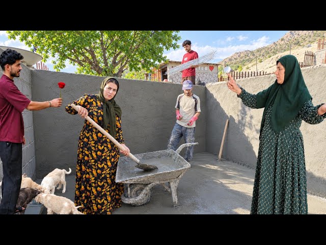Behzad's true love for Fatemeh; installing the ceiling rafters and cementing the master builder