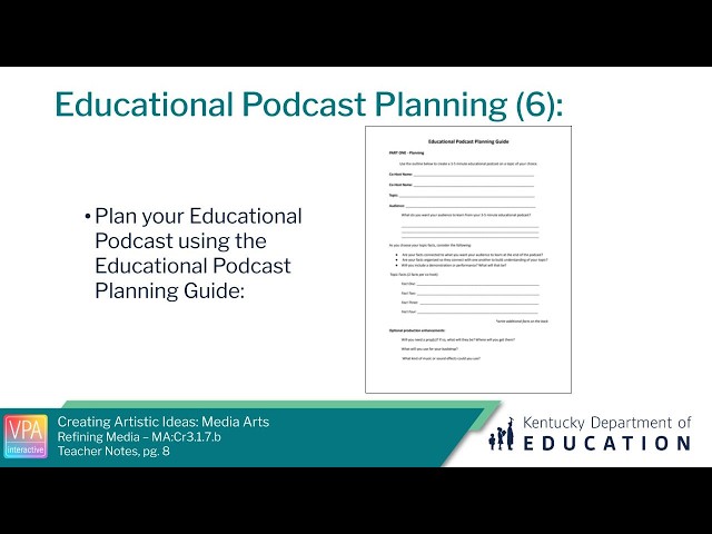 Creating Educational Podcasts: Creating Artistic Ideas – Media Arts