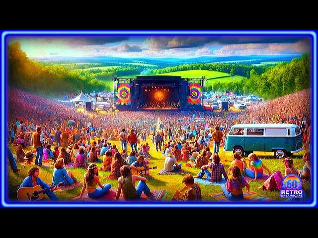 1960s Woodstock Like Dreamscape – Psychedelic Rock & Hippie Festival Ambience for Relaxation