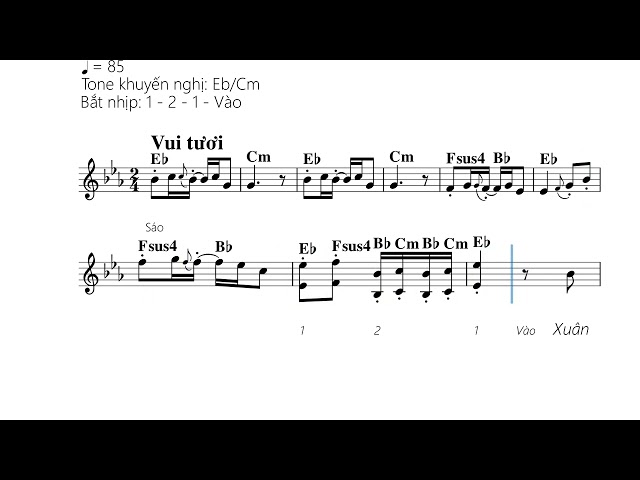 [Intro & Hợp âm chuẩn] ĐÓN XUÂN VỀ (Âm nhạc 3 , Chủ đề 5, trang 34) | Dân ca Giáy | Eb/Cm