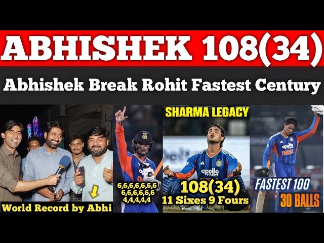 Abhishek Sharma Record Fastest Ever 100 on 30 Balls In T20 Cricket History 😂 | | Pak Reactions