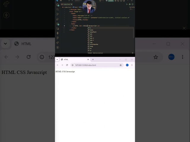 br vs hr in VS Code 💻 | HTML Beginner Tutorial #shorts