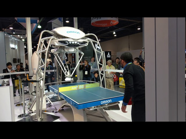 Omron's FORPHEUS - TableTennis Robot Beating Humans, CES 2018 [4K Video]