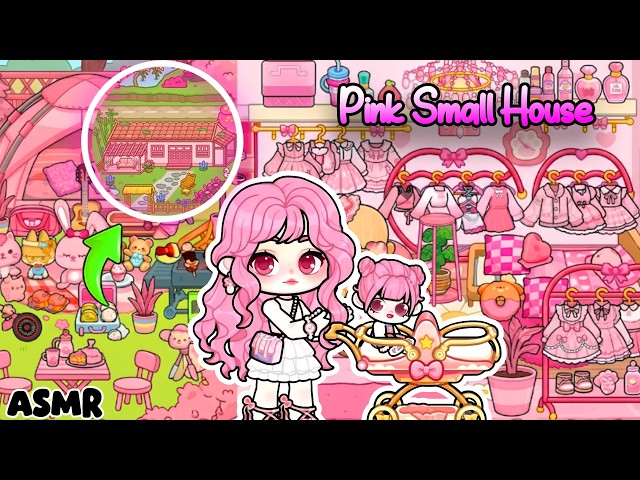 ASMR GAME WORLD ✨CUTE PINK SMALL HOUSE BUILT STORY 🌸  KALLIU GAME WORLD 🌎