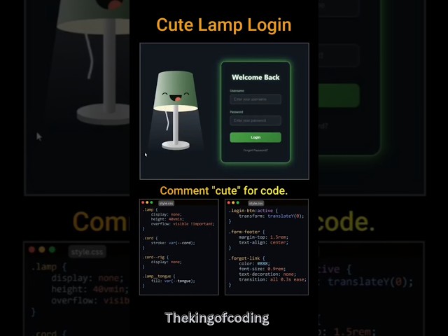 ❤️ Cute Lamp Login | HTML CSS JavaScript Animation 💡#viral #loginpage #signupform #gugugaga