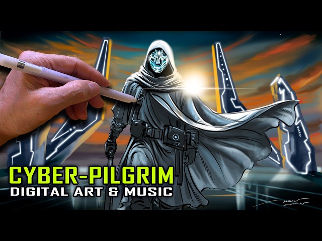 How a Cyber Pilgrim Is Born  Procreate + Ambient Cyberpunk #CyberPilgrim #Procreate #Cyberpunk