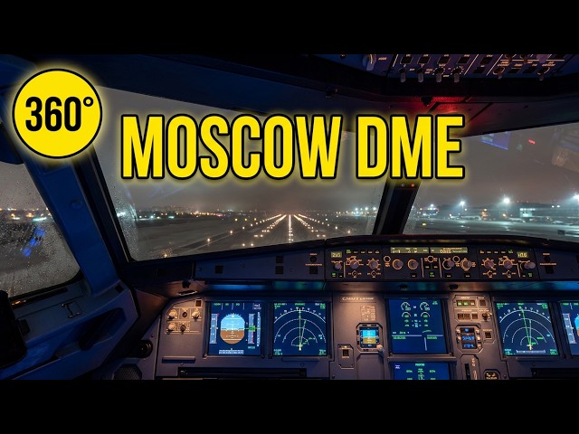 A321 Landing at Moscow DME | 360° Cockpit POV
