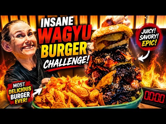 FAIRWAY  INSANE WAGYU BURGER CHALLENGE ~ MOST DELICIOUS BURGER EVER!! Mom vs food ~ Molly Schuyler 