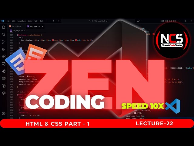 HTML CSS Part 1 Lecture 22 | Zen Coding to Increase Productivity | NaseebCodeStudio