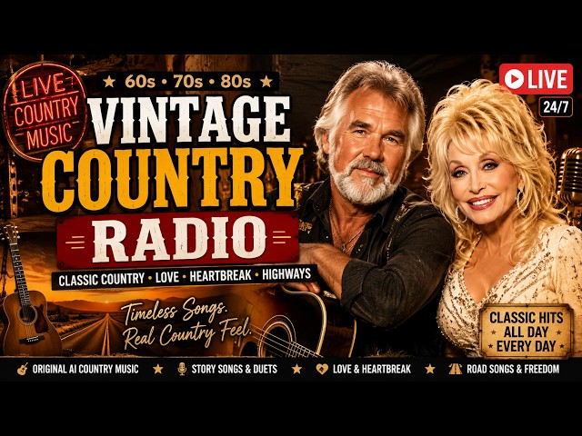 🤠 OLD COUNTRY NIGHTS 🔴 LIVE | Vintage 60s, 70s & 80s Country Music | Dolly Parton, Kenny Rodgers