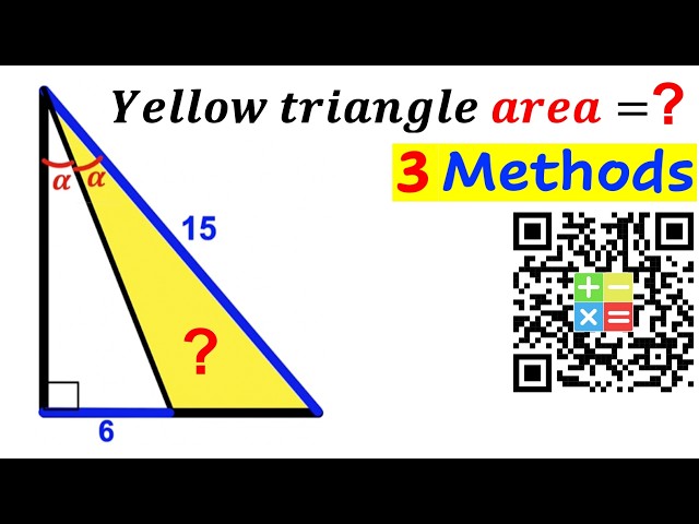 Can you find area of the Yellow shaded Triangle? | (3 Methods) | #math #maths | #geometry