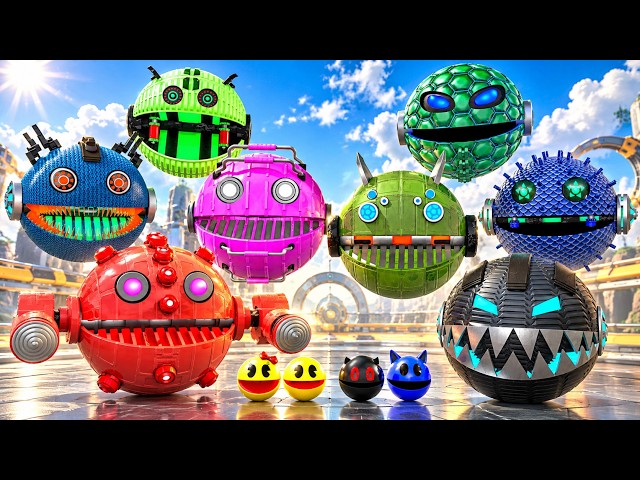 PACMAN 3D Robot Collision Mechanical Physics Test | Satisfying 3D Simulation