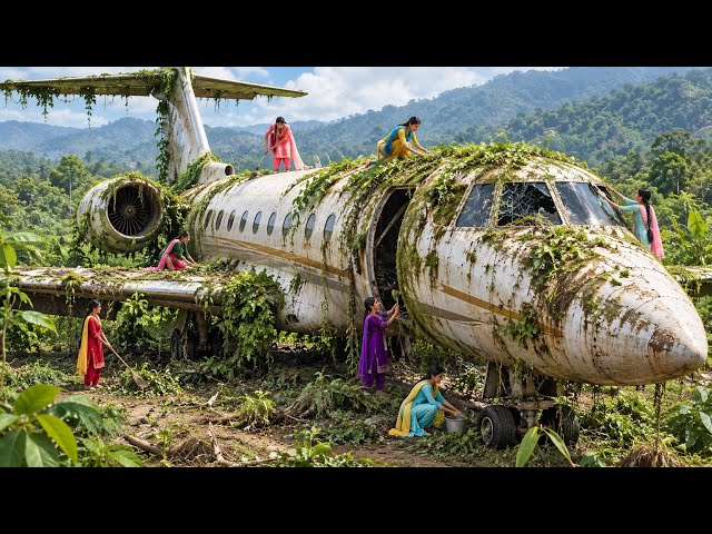 Transforming a Rusted Jungle Private Jet Into a Luxury Mansion by Village Girls!