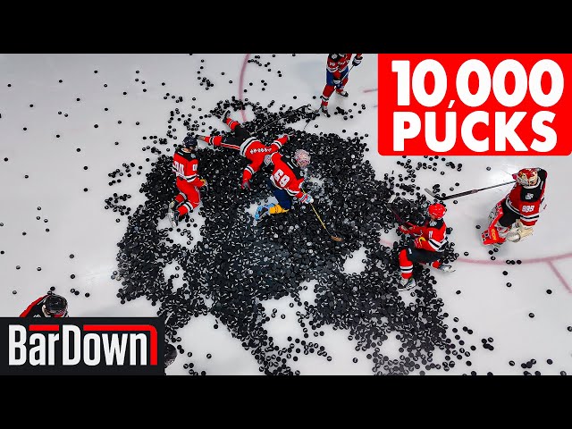 USING 10,000 PUCKS IN HOCKEY WARMUP